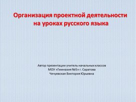 Презентация "Организация проектной деятельности на уроках русского языка в начальной школе"