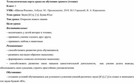 Технологическая карта урока по обучению грамоте (чтение)