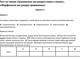 Обложка для материала Тест по темам по русскому языку