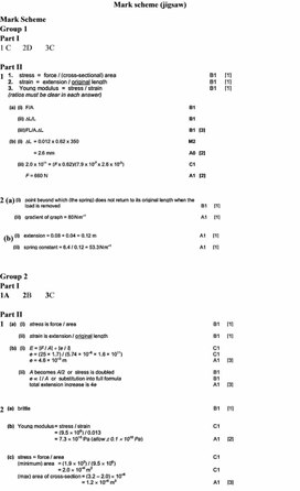 Обложка для материала Mechanical properties of the solid bodies Mark schemes