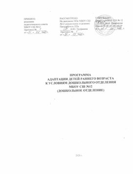 Обложка для материала Программа адаптации детей раннего возраста к условиям ДОУ