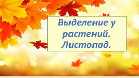 Презентация : "Выделение у растений. Листопад."