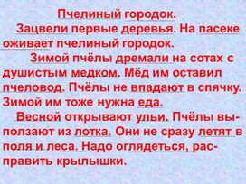 Разработка урока русского языка "Изложение: "Пчелиный городок"