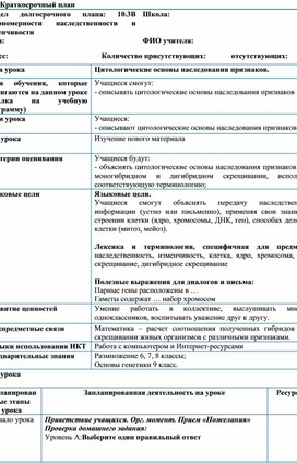 Обложка для материала план урока законы менделя