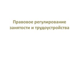 Презентация к уроку обществознания по теме: "Правовое регулирование занятости"