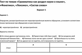 Обложка для материала Тест по темам по русскому языку
