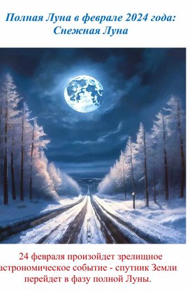 Снежная Луна - Полнолуние в феврале 2024 года.