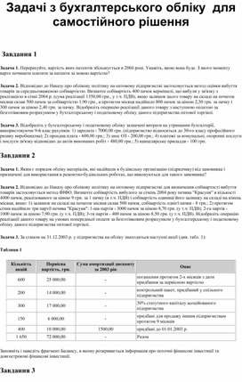 Обложка для материала Задачі з бухгалтерського обліку  для самостійного рішення
