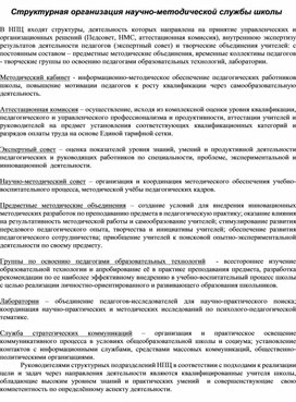 Структурная организация научно-методической службы школы