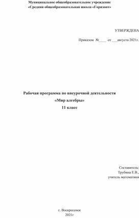 Рабочая программа по внеурочной деятельности в 11 классе