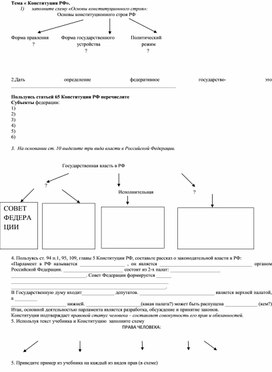 Чек-лист к уроку Конституция РФ