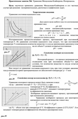 Практическое занятие №6  Уравнение Менделеева-Клайперона. Изопроцессы.