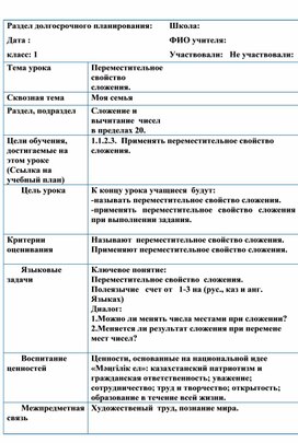 Переместительное свойство сложения.