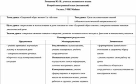 Методическая разработка урока испанского языка (как второго иностранного) в 9 классе по теме Здоровый образ жизни (La vida sana)