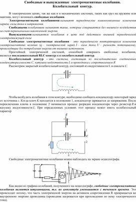 Свободные и вынужденные  электромагнитные колебания.  Колебательный  контур.