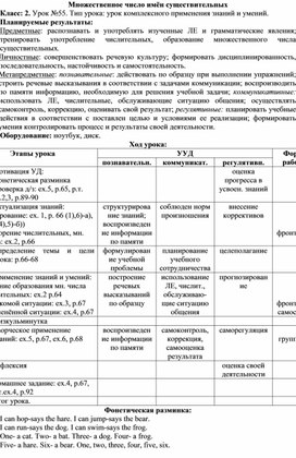 Обложка для материала Конспект урока английского языка по теме "Множественное число имен существительных"
