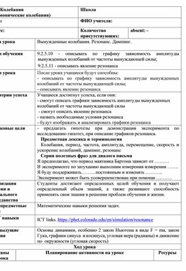 Обложка для материала Вынужденные колебания. Резонанс_Поурочный план