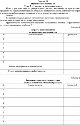 Обложка для материала Материалы практического занятия по МДК 01.01 "Практические основы бухгалтерского учета имущества организации на тему "Учет прямых и косвенных затрат""