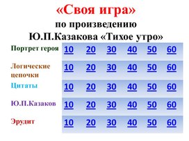 Обложка для материала Дидактический материал по литературе в 6 классе (Ю.П.Казаков "Тихое утро")