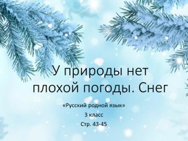 Презентация учебная "У природы нет плохой погоды. Снег" к учебнику "Русский родной язык. 3 класс"