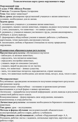 Технологическая карта окружающий мир 1 класс школа россии