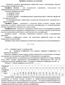 Обложка для материала Тарифная система и ее элементы