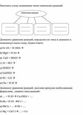 Обложка для материала Самостоятельная работа по теме :Химические реакции