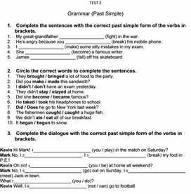 Обложка для материала Тест по теме "Простое прошедшее время"