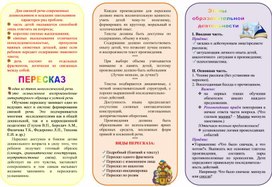 Обложка для материала Буклет : " Обучение пересказу как средство развития связной речи у дошкольников"