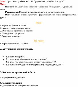 Обложка для материала Тема: Практична робота №1: “Побудова інформаційної моделі”.