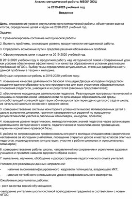 Анализ методической работы школы