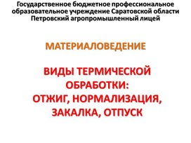 Обложка для материала Презентация к уроку на тему "Виды термической обработки"