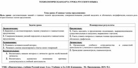 Технологическая карта по русскому языку 4 класс "Главные члены предложения"