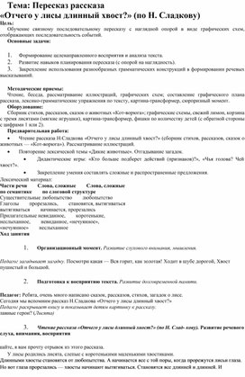 Обложка для материала Конспект занятия по развитию речи в старшей группе: Перессказ рассказа Про лису".