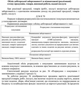 Обложка для материала Облік дебіторської заборгованості за відвантажені (реалізовані) готову продукцію, товари, виконані роботи, надані послуги