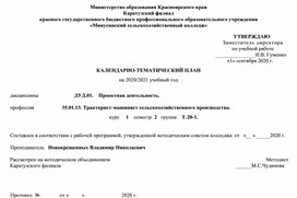 Календарно-тематический план по дисциплине Проектная деятельность