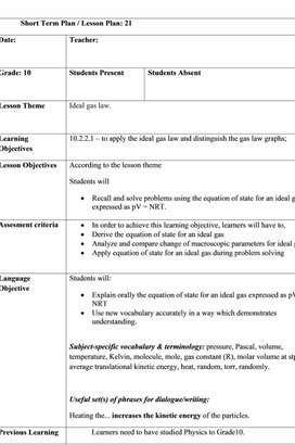 Обложка для материала Lesson plan_Lesson 21_Ideal gas law_Grade 10