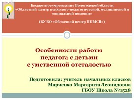 Обложка для материала Презентация на тему: "Особенности работы с детьми с умственной отсталостью"