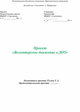 Проект "Волонтерское движение в детском саду"