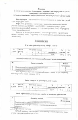 Обложка для материала справка по результам освоения образовательных программ стартовый 2018-2019