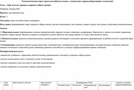 Технологическая карта урока английского языка с элементами здоровьесберегающих технологий