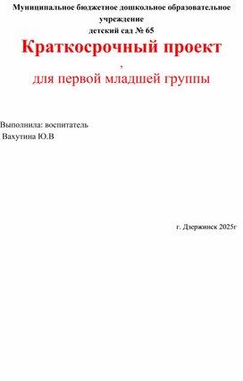 Обложка для материала Краткосрочный проект