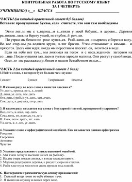 Обложка для материала Итоговая контрольная работа по русскому языку 5 класс.