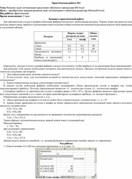 Решение задач оптимизации в ms excel презентация