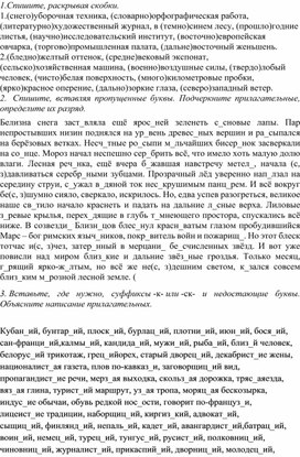 Копилка тренировочных упражнений по теме "Правописание прилагательных"