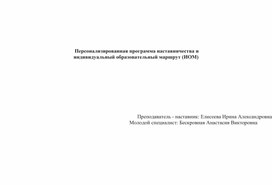 Программа составления индивидуального образовательного маршрута молодого педагога