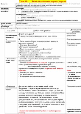 Урок географии 5 класс "Путешествие морских народов" к УМК Е.М. Домогацких