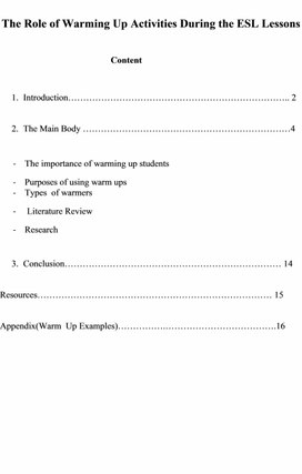 Исследовательская работа : The Role of Warming Up Activities During the ESL Lessons