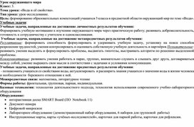 Технологическая карта урока по окружающему миру "Вода и ее свойства". 3 класс