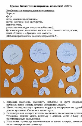 Обложка для материала Инструкционная карта "Брелок (новогодняя игрушка, подвеска) «КОТ»"